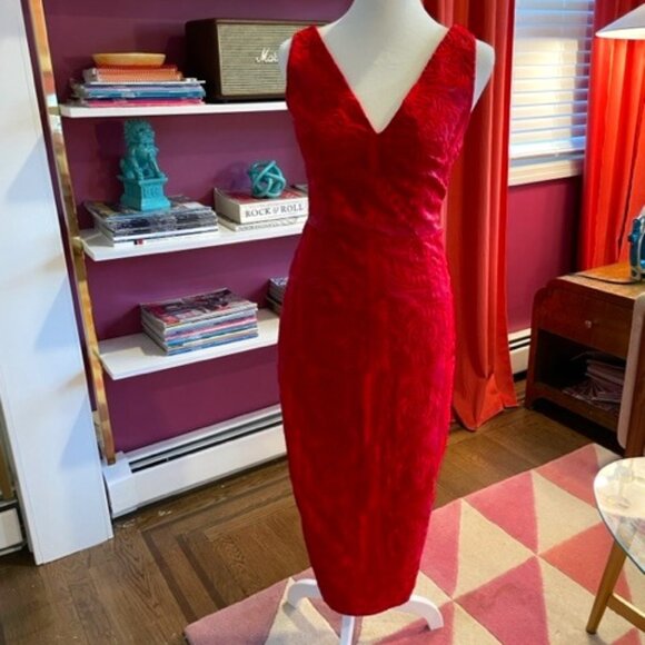 Embroidered Red Dress - Picture 1 of 5